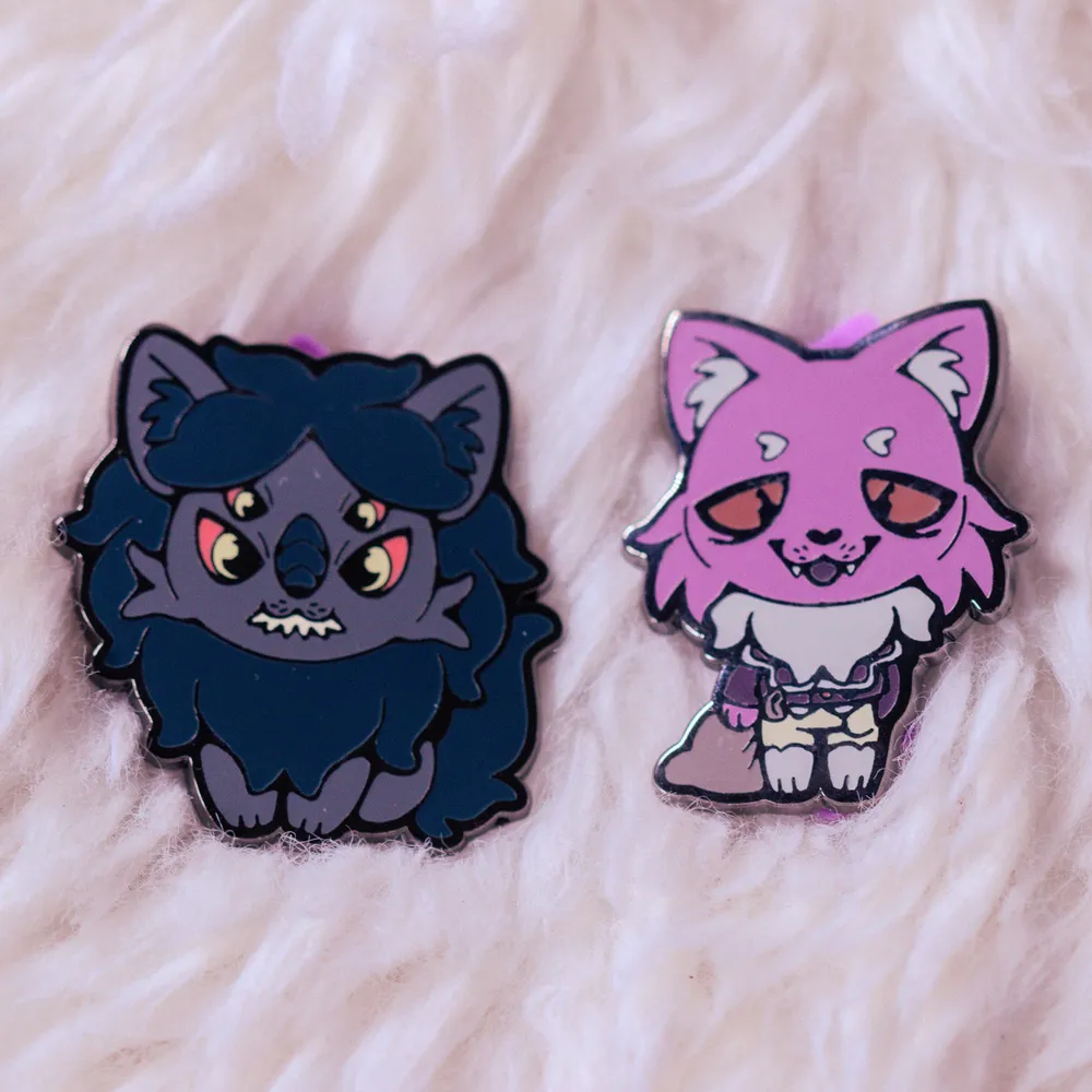 Fear & Hunger Pocketcat & Moonless Enamel Pins